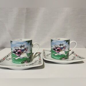 Alice in Wonderland teacup and saucer set. Sold as a duo of 2 cups & 2 saucers.
